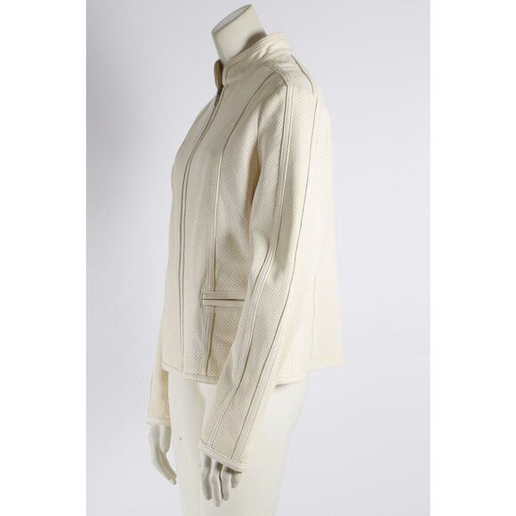 D2K Cream Perforated Leather Cream White Jacket Size M - Picture 8 of 10